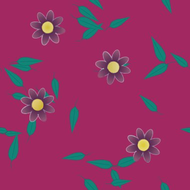 Yapraklı çiçek yapraklarının vektör çizimi, botanik arka plan