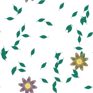 Yapraklı çiçek yapraklarının vektör çizimi, botanik arka plan