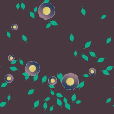 Yapraklı çiçek yapraklarının vektör çizimi, botanik arka plan