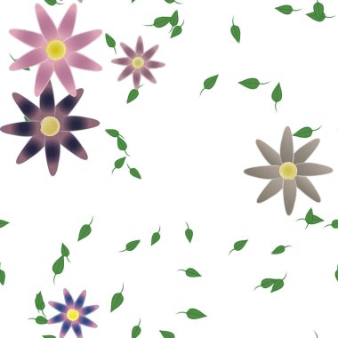 Yapraklı çiçek yapraklarının vektör çizimi, botanik arka plan