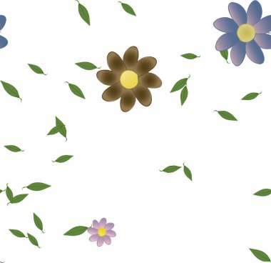 Yapraklı çiçek yapraklarının vektör çizimi, botanik arka plan
