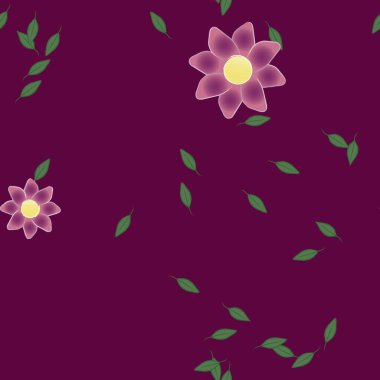 Çiçek ve yapraklı tasarım kompozisyonu, vektör illüstrasyonu