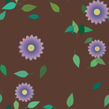 Yapraklı çiçek yapraklarının vektör çizimi, botanik arka plan