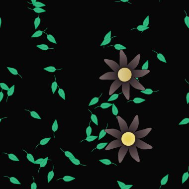 Yapraklı çiçek yapraklarının vektör çizimi, botanik arka plan