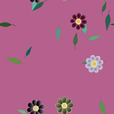 Yapraklı çiçek yapraklarının vektör çizimi, botanik arka plan