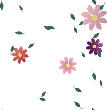 Yapraklı çiçek yapraklarının vektör çizimi, botanik arka plan