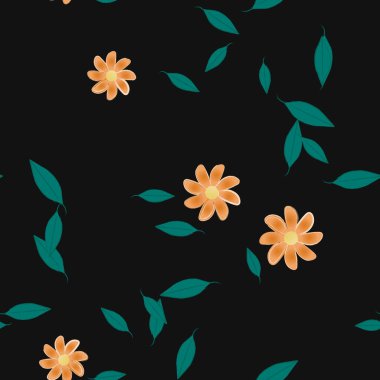 Yapraklı çiçek yapraklarının vektör çizimi, botanik arka plan