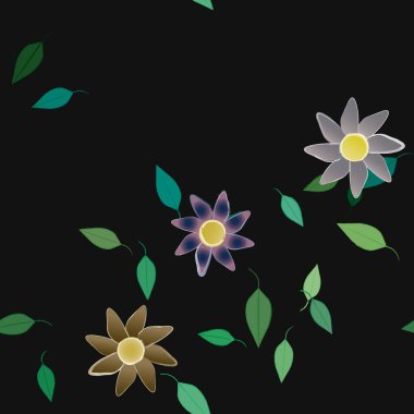 Yapraklı çiçek yapraklarının vektör çizimi, botanik arka plan