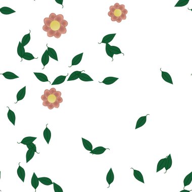 Yapraklı çiçek yapraklarının vektör çizimi, botanik arka plan