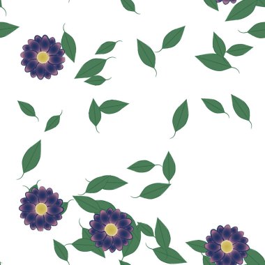 Yapraklı çiçek yapraklarının vektör çizimi, botanik arka plan