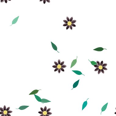 Yapraklı çiçek yapraklarının vektör çizimi, botanik arka plan