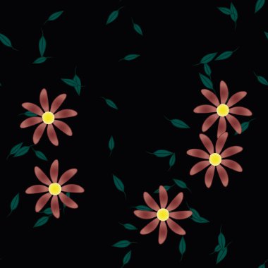 Yapraklı çiçek yapraklarının vektör çizimi, botanik arka plan