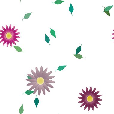 Yapraklı çiçek yapraklarının vektör çizimi, botanik arka plan