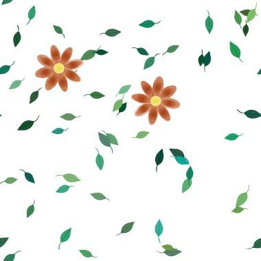 Yapraklı çiçek yapraklarının vektör çizimi, botanik arka plan