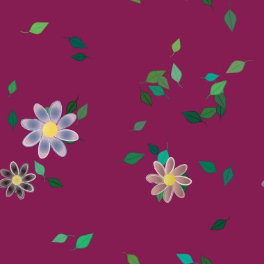 Yapraklı çiçek yapraklarının vektör çizimi, botanik arka plan