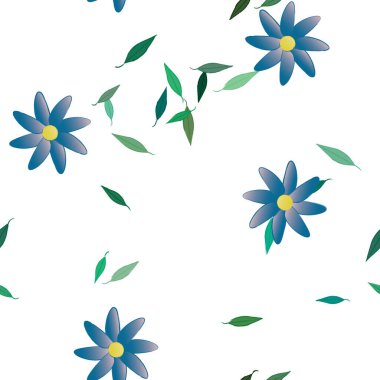 Yapraklı çiçek yapraklarının vektör çizimi, botanik arka plan