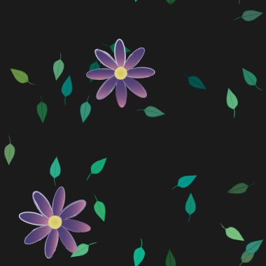 Çiçek ve yapraklı tasarım kompozisyonu, vektör illüstrasyonu