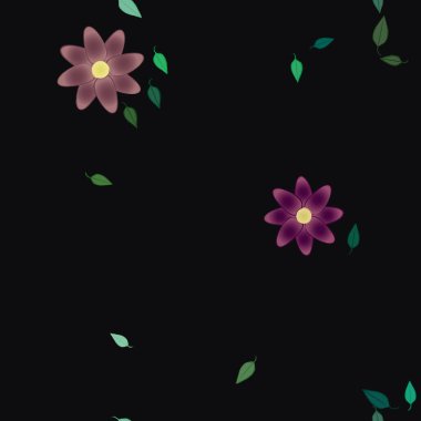 Çiçek ve yapraklı tasarım kompozisyonu, vektör illüstrasyonu