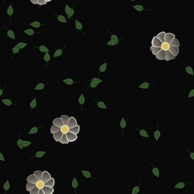 Yapraklı çiçek yapraklarının vektör çizimi, botanik arka plan