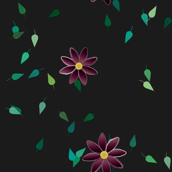 Illustration Vectorielle Pétales Fleurs Été Avec Feuilles Fond Botanique — Image vectorielle