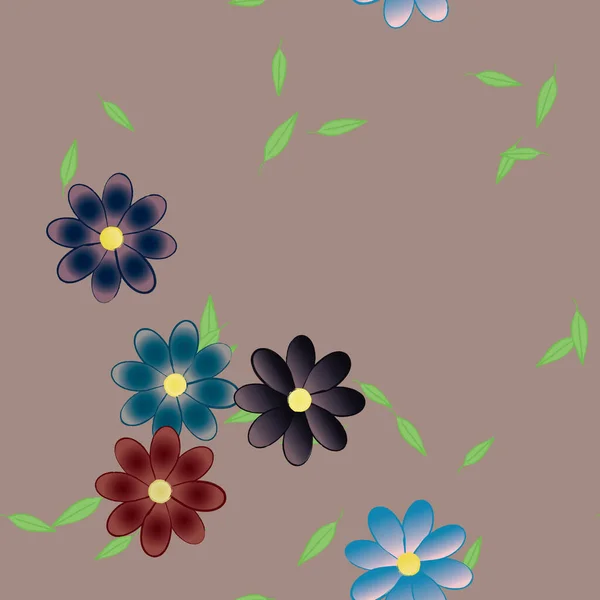 Vector Ilustración Flores Verano Pétalos Con Hojas Fondo Botánico — Archivo Imágenes Vectoriales