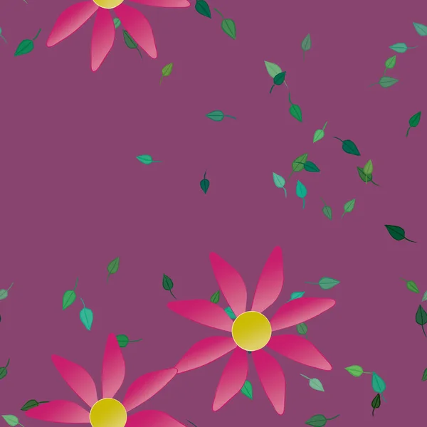 Vector Ilustración Flores Verano Pétalos Con Hojas Fondo Botánico — Archivo Imágenes Vectoriales