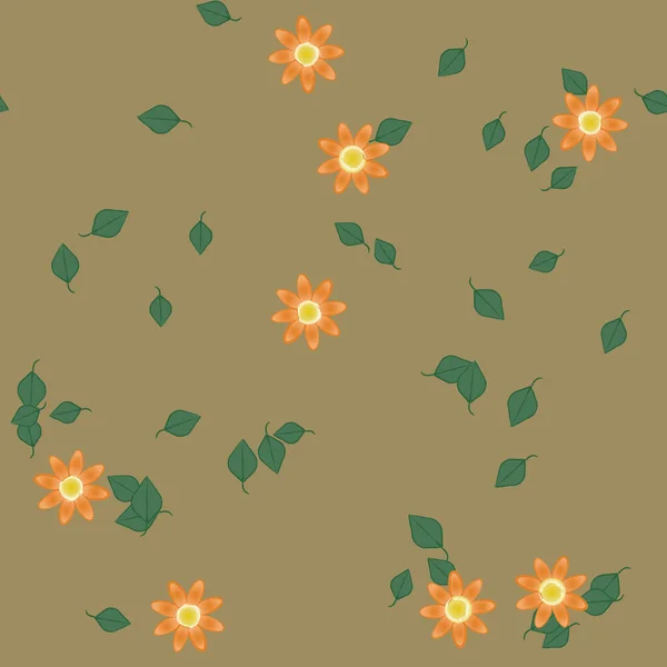 Composition Design Avec Fleurs Simples Feuilles Vertes Illustration Vectorielle — Image vectorielle