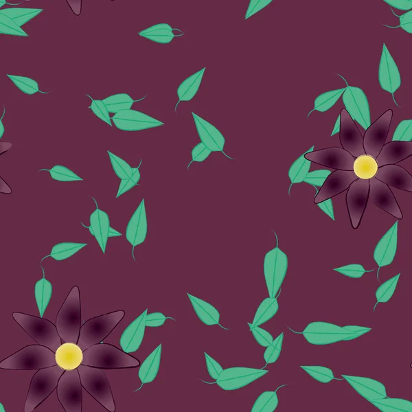 Composición Diseño Con Flores Simples Hojas Verdes Ilustración Vectorial — Archivo Imágenes Vectoriales