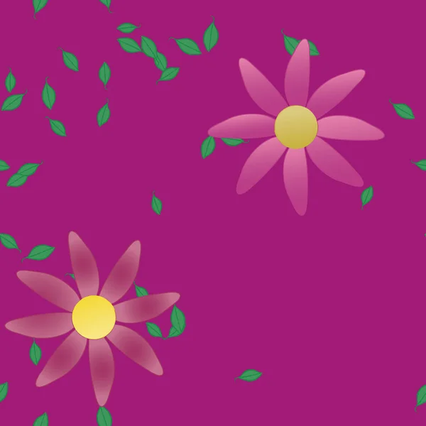 Composition Design Avec Fleurs Simples Feuilles Vertes Illustration Vectorielle — Image vectorielle