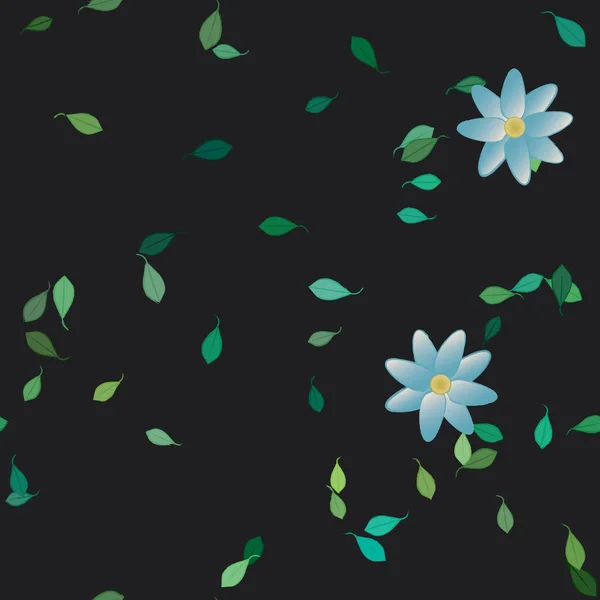 Illustration Vectorielle Pétales Fleurs Été Avec Feuilles Fond Botanique — Image vectorielle