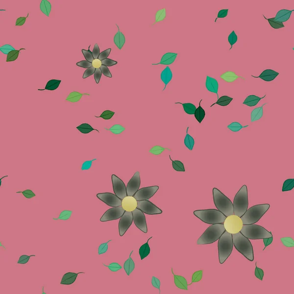 Illustration Vectorielle Pétales Fleurs Été Avec Feuilles Fond Botanique — Image vectorielle