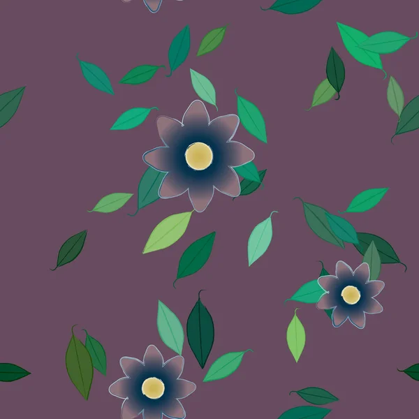 Composition Design Avec Fleurs Simples Feuilles Vertes Illustration Vectorielle — Image vectorielle