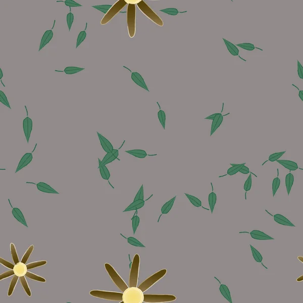 Illustration Vectorielle Pétales Fleurs Été Avec Feuilles Fond Botanique — Image vectorielle