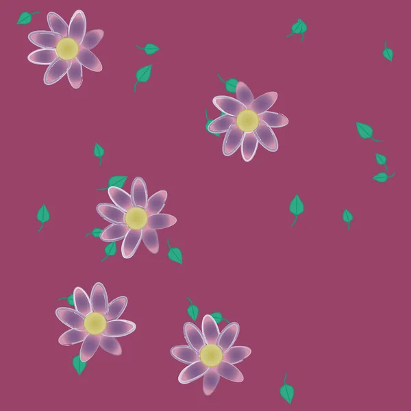 Composition Design Avec Fleurs Simples Feuilles Vertes Illustration Vectorielle — Image vectorielle