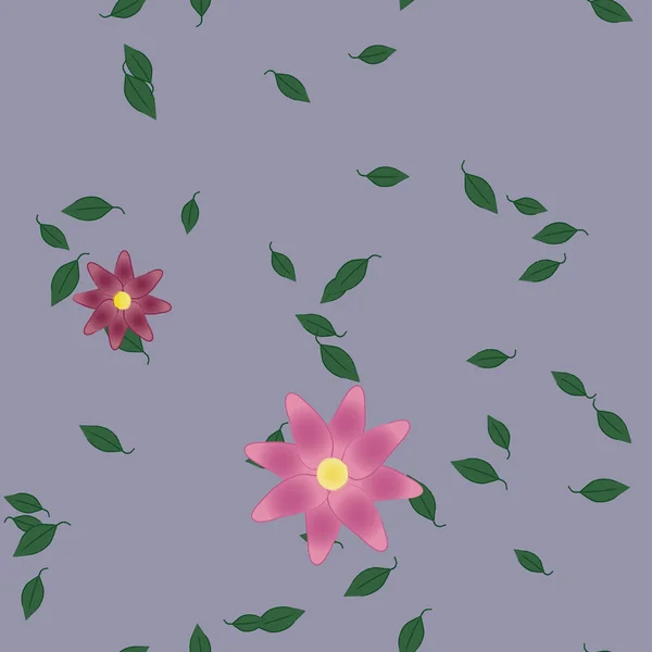 Composition Design Avec Fleurs Simples Feuilles Vertes Illustration Vectorielle — Image vectorielle