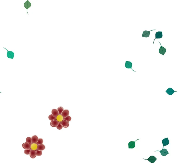 Composição Design Com Flores Simples Folhas Verdes Ilustração Vetorial — Vetor de Stock