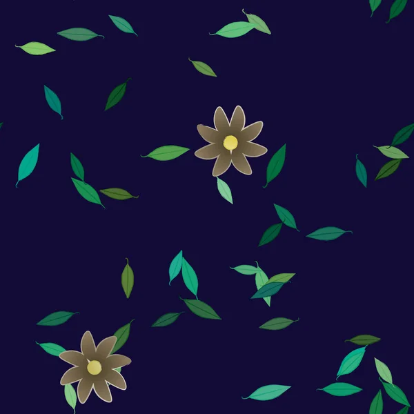 Illustration Vectorielle Pétales Fleurs Été Avec Feuilles Fond Botanique — Image vectorielle