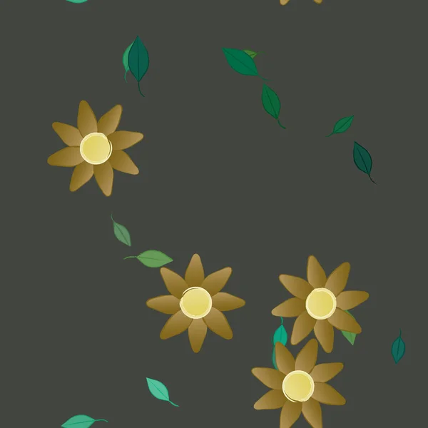 Vector Ilustración Flores Verano Pétalos Con Hojas Fondo Botánico — Archivo Imágenes Vectoriales