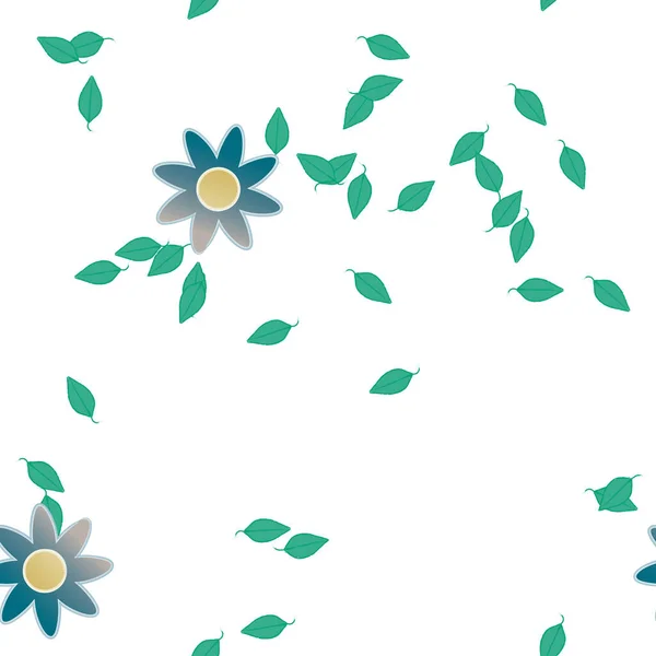 Composición Diseño Con Flores Simples Hojas Verdes Ilustración Vectorial — Vector de stock