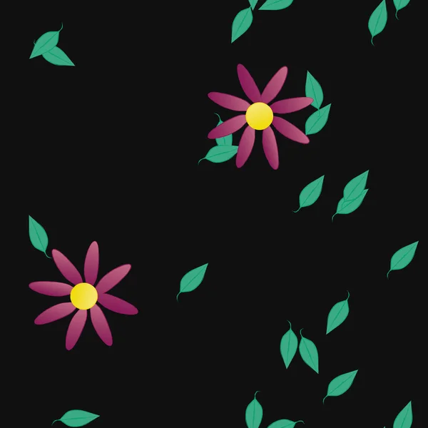 Composition Design Avec Fleurs Feuilles Illustration Vectorielle — Image vectorielle