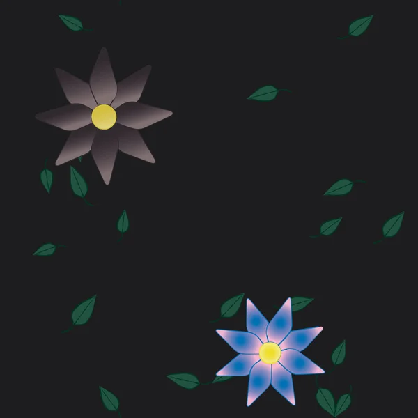 Composition Design Avec Fleurs Simples Feuilles Vertes Illustration Vectorielle — Image vectorielle