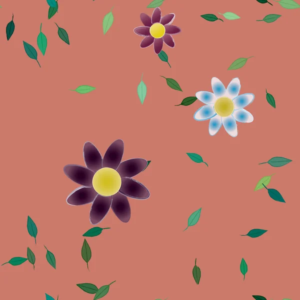 Illustration Vectorielle Pétales Fleurs Été Avec Feuilles Fond Botanique — Image vectorielle