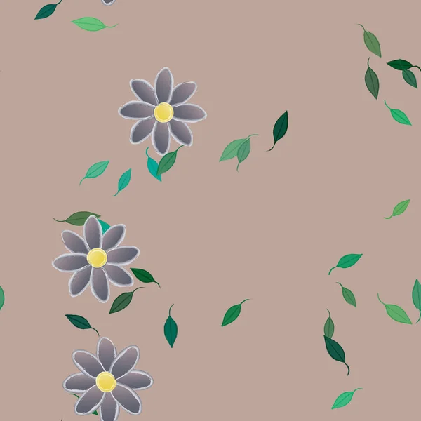 Vector Ilustración Flores Verano Pétalos Con Hojas Fondo Botánico — Vector de stock