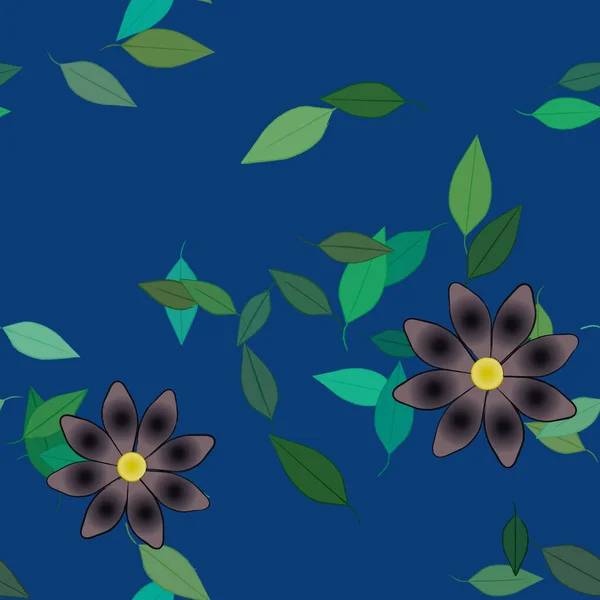 Composition Design Avec Fleurs Simples Feuilles Vertes Illustration Vectorielle — Image vectorielle