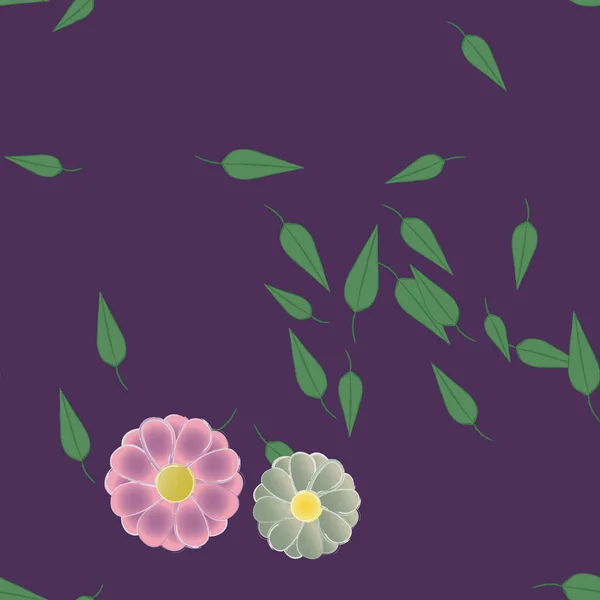 Vector Ilustración Flores Verano Pétalos Con Hojas Fondo Botánico — Archivo Imágenes Vectoriales