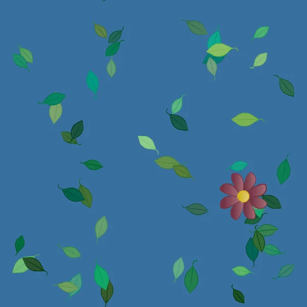 Composition Design Avec Fleurs Simples Feuilles Vertes Illustration Vectorielle — Image vectorielle