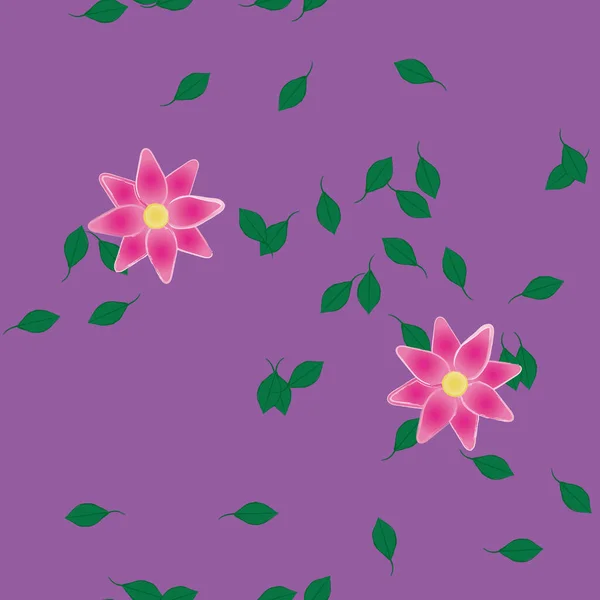 Composition Design Avec Fleurs Simples Feuilles Vertes Illustration Vectorielle — Image vectorielle