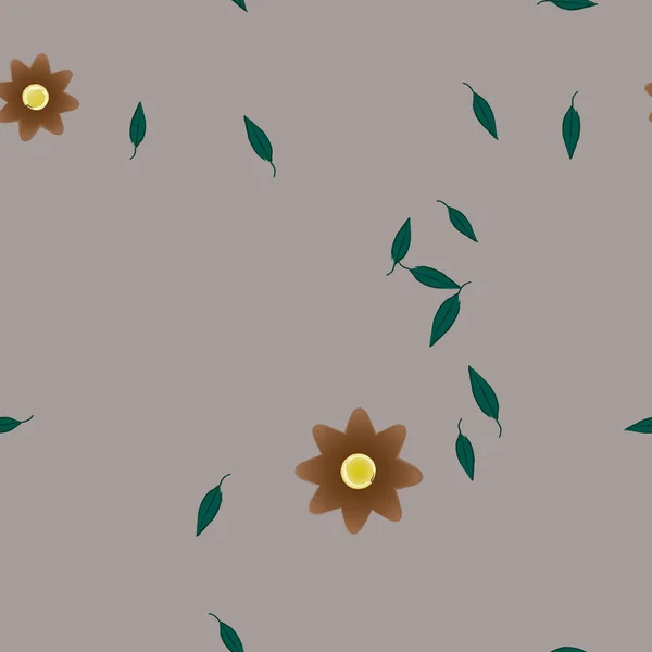 Illustration Vectorielle Pétales Fleurs Été Avec Feuilles Fond Botanique — Image vectorielle