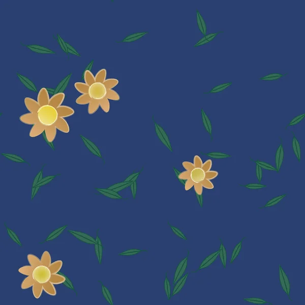 Vektor Illustration Von Sommerblumen Blütenblätter Mit Blättern Botanischer Hintergrund — Stockvektor