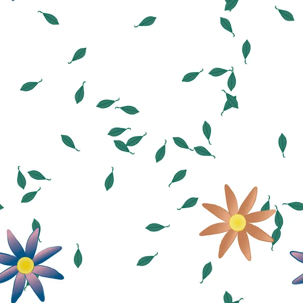 Composição Design Com Flores Simples Folhas Verdes Ilustração Vetorial — Vetor de Stock